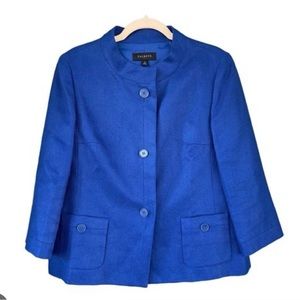 Talbots blazer coat dress work career jacket button-up suit 14 women royal blue